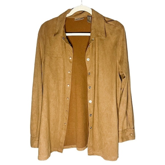 Y2K i.e. Relaxed Western Faux Suede Lightweight Button Down Large - Picture 1 of 5
